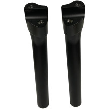 Elevadores de manillar Buffalo de aluminio mecanizado — 1" de sujeción, 9-1/2" de elevación, 1" de retroceso, negro mate