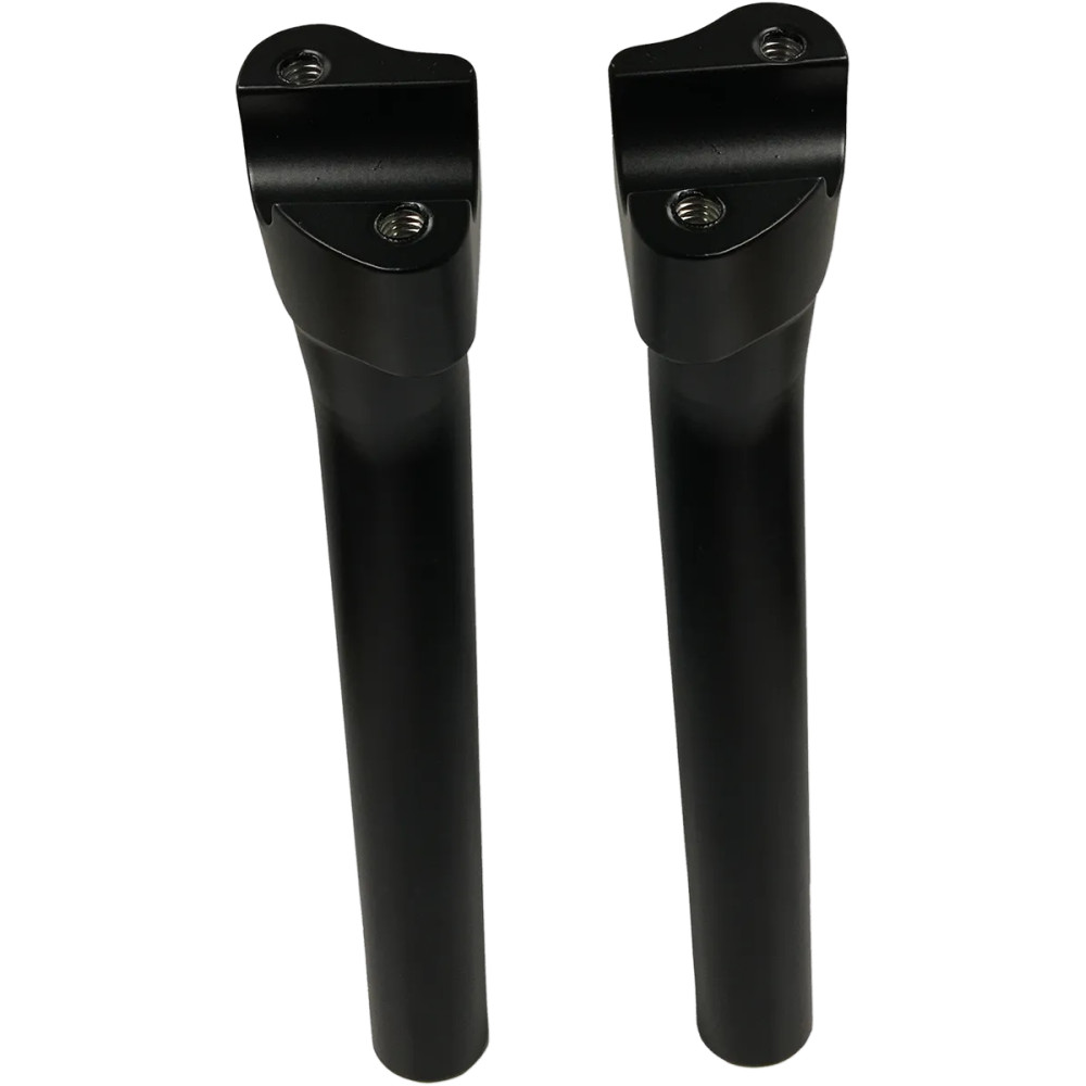 Elevadores de manillar Buffalo de aluminio mecanizado — 1" de sujeción, 9-1/2" de elevación, 1" de retroceso, negro mate