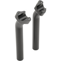 Elevadores de manillar Buffalo de aluminio mecanizado — 1" de sujeción, 9-1/2" de elevación, 1" de retroceso, negro mate