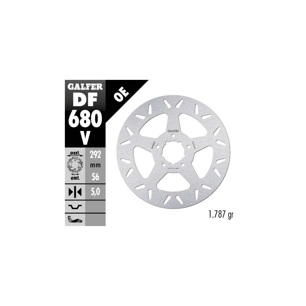 Disco de freno fijo redondo — 292 mm (11.5"), grosor 5.0 mm, 5 agujeros, plateado