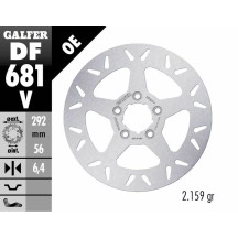 Rotor de freno fijo redondo — 292 mm (11-1/2 in), patrón de 5 orificios, superficie ranurada, plateado