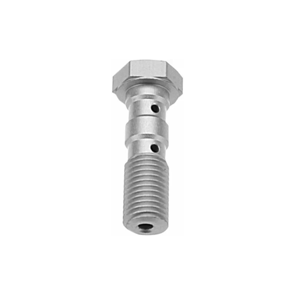 Perno Banjo — M10 x 1.25, doble, plateado Perno Banjo — M10 x 1.25, doble, plateado