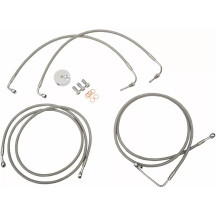 Kit de latiguillos de freno de acero inoxidable — 38 cm - 43 cm (15" - 17"), con ABS, plateado