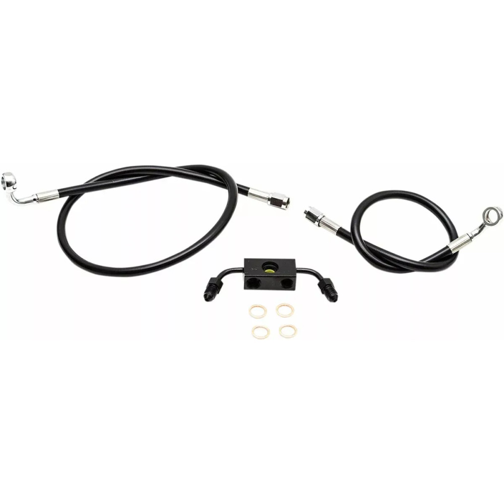 Kit de latiguillos de freno trenzados negros — 38–43 cm (15"–17"), con ABS