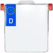 All-in-One 2.0 License Plate Holder w/ LED Plate Lights, Brake and Rear Lights — 20 cm × 18 cm, Chrome