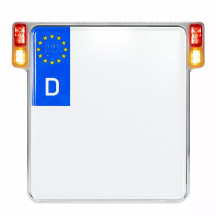 Soporte de matrícula 3 en 1 para países de la UE — Harley-Davidson®, lente roja, aluminio mecanizado