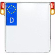 Soporte de matrícula 3 en 1 para países de la UE — Harley-Davidson®, lente roja, aluminio mecanizado