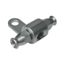 T de línea de freno — Tamaño de manguera -3, bloque de unión, acero inoxidable, plateado