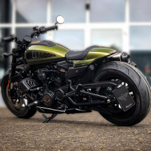 Montaje lateral — 20 cm alto, 18 cm ancho, carcasa negra, para Harley-Davidson®