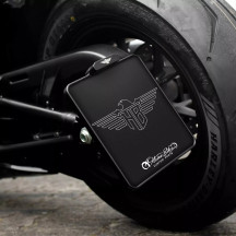 Montaje lateral — 20 cm alto, 18 cm ancho, carcasa negra, para Harley-Davidson®