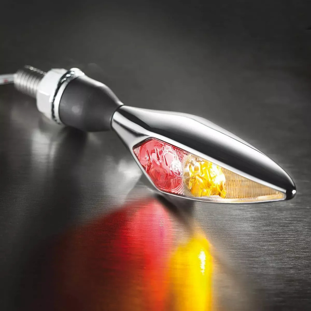 Rhombus DF Indicator + Rear/Brake Light — 12V, M8 x 20 thread, clear lens