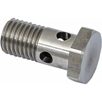 Serie 600 Perno Banjo Métrico — M12 x 1.5, doble, plateado