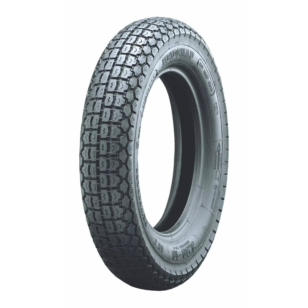 K38 Neumático — 3.50-10, 59J, sin cámara, flanco negro