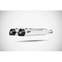 Silenciadores Slip-On Slash-Cut de 4.33 pulgadas para HD-TOURING E5 — acero inoxidable pulido, tapa final negra, 2 slip-on