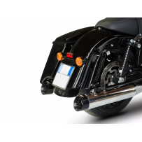 Silenciador slip-on de 4,33 pulgadas con corte slash para HD-TOURING E4 — 4.33 in, pulido, tapa negra