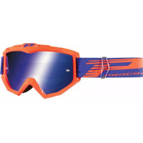 3201FL Atzaki Gafas MX — Talla única, lente espejo azul, naranja fluorescente