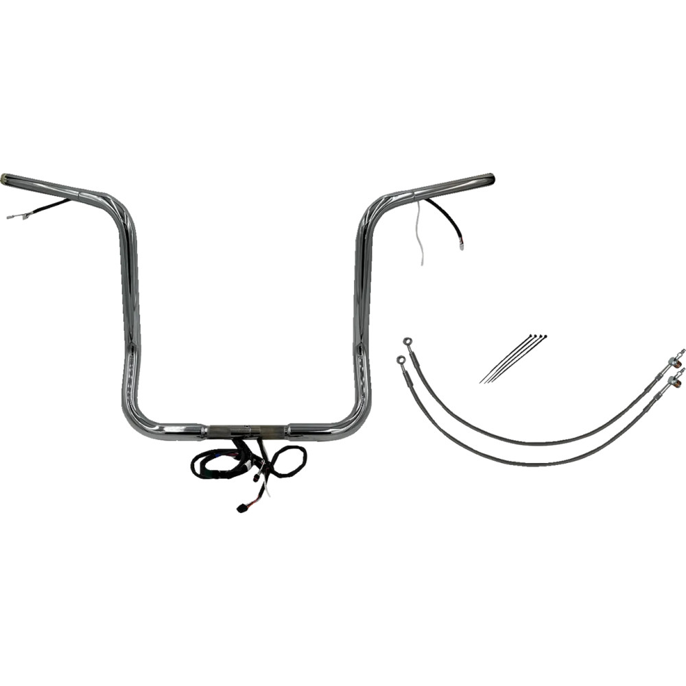 Kit de manillar redondo superior EZ Install con cableado 1-1/4" — 1-1/4" de diámetro, abrazadera 1", elevación 16", Cromo