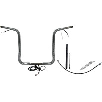 EZ Install Wired 1-1/4" Round Top Handlebar Kit — 1-1/4" dia, 1" clamp, Chrome, 16" rise