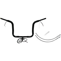 EZ Install Wired 1-1/2" Round Top Handlebar Kit — 38 mm dia, 12" rise, 98 cm width, Black