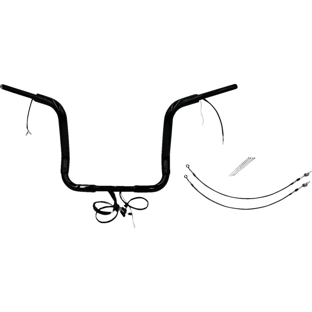 EZ Install Wired 1-1/2" Round Top Handlebar Kit — 1-1/2" dia., 38-1/2" width, 14" rise, Throttle-By-Wire, Black