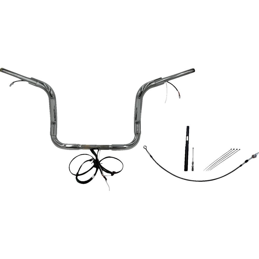 EZ Install Wired 1-1/2" Round Top Handlebar Kit — 1-1/2" dia., 1" clamp, 12" rise, 38-1/2" width, Chrome