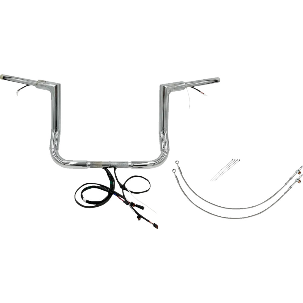 Kit de manillar plano EZ Install Wired 1-1/2\" — 1-1/2\" de diámetro, 36\" ancho, 12\" elevación, Cromo