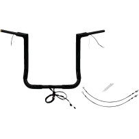 EZ Install Wired 1-1/2" Flat Top Handlebar Kit — 1-1/2" diameter, 1" clamp, 16" rise, Black