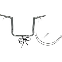 Kit de manillar EZ Install Wired 1-1/2" Flat Top — 1-1/2" de diámetro, 14" de altura, 36" de ancho, abrazadera 1", Cromo
