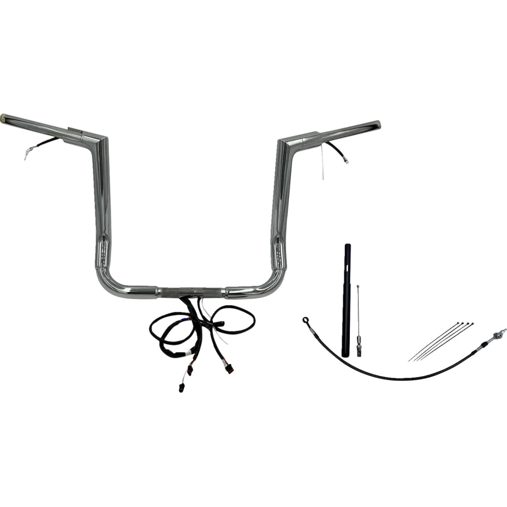 Kit de manillar plano EZ Install Wired 1-1/2" — 1-1/2" de diámetro, 14" de subida, 36" de ancho, cromado