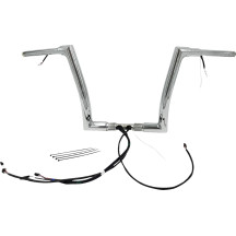 Kit de manillar Flat Top EZ Install Wired de 1-1/2" — diámetro 1-1/2", elevación 12", ancho 35", Cromo