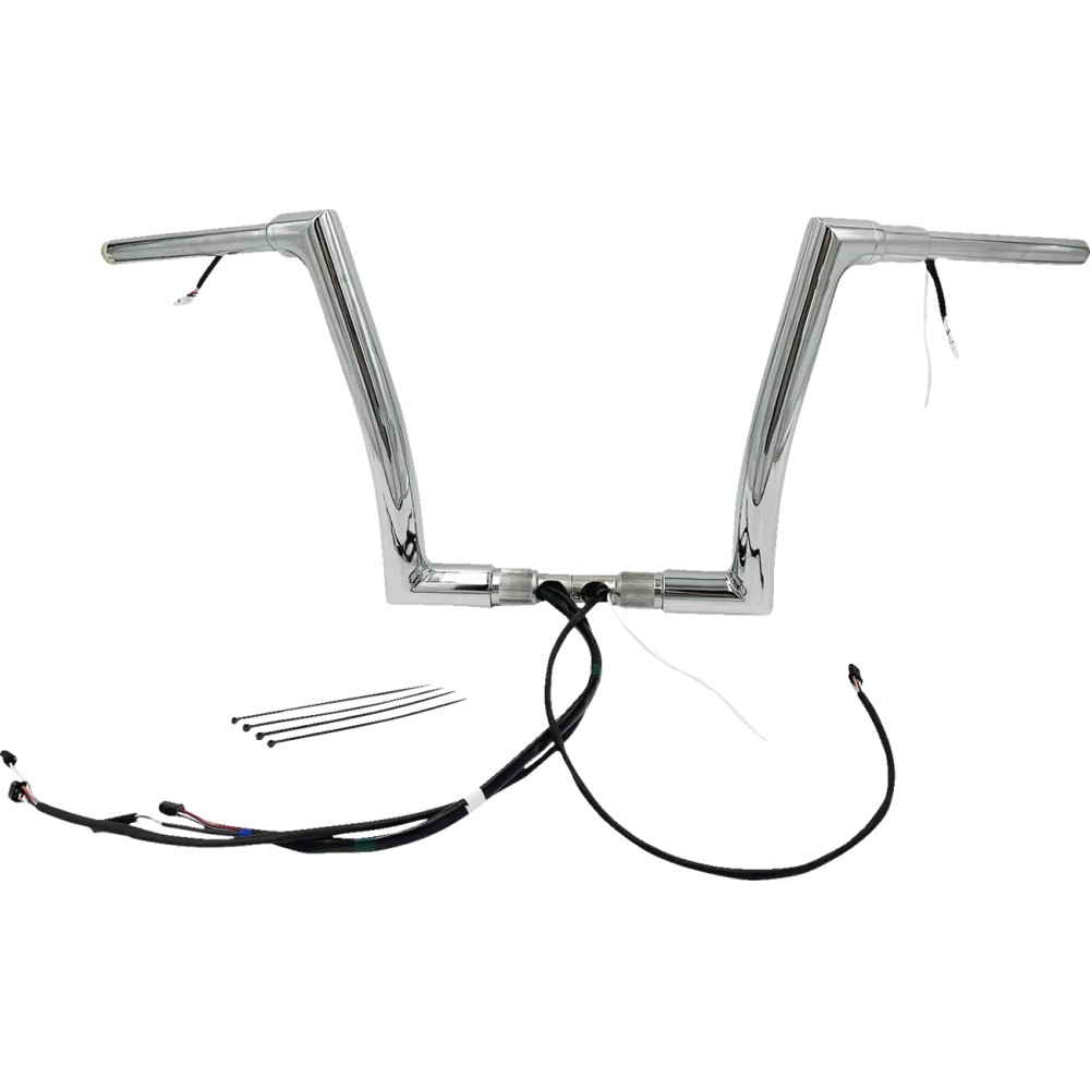 Kit de manillar Flat Top EZ Install Wired de 1-1/2" — diámetro 1-1/2", elevación 12", ancho 35", Cromo