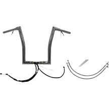 Kit de manillar plano EZ Install con cableado 1-1/2\" — diámetro 1-1/2\", abrazadera 1-1/4\", ancho 35\", cromado