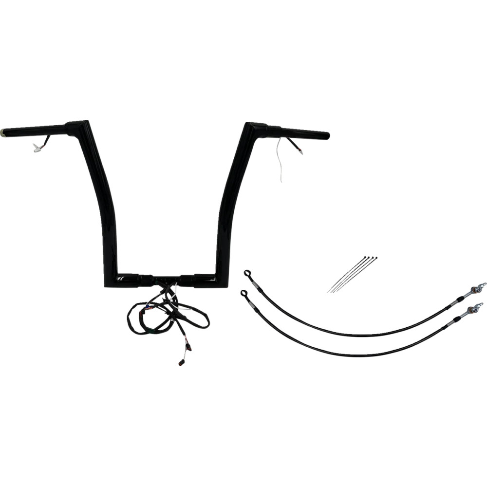 Kit de manillar Flat Top EZ Install con cableado 1-1/2" — 1-1/2" de diámetro, alzada 16", ancho 35", abrazadera 1-1/4"