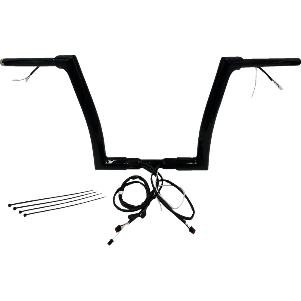 Kit de manillar plano con cableado EZ Install 1-1/2" — 1-1/2" diámetro, 12" de elevación, 35" de ancho, Negro