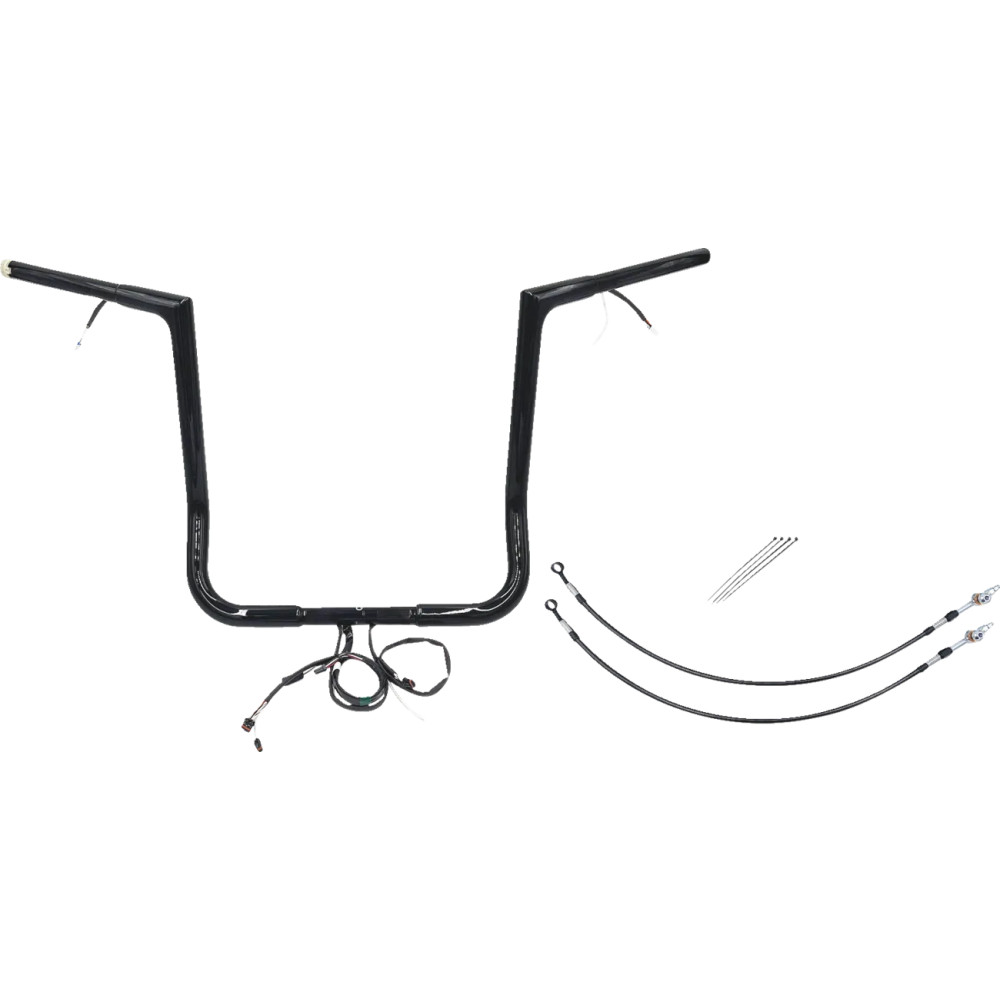Kit EZ Install de manillar plano con cableado 1-1/4" — diámetro 1-1/4", ancho central 15-1/2", negro
