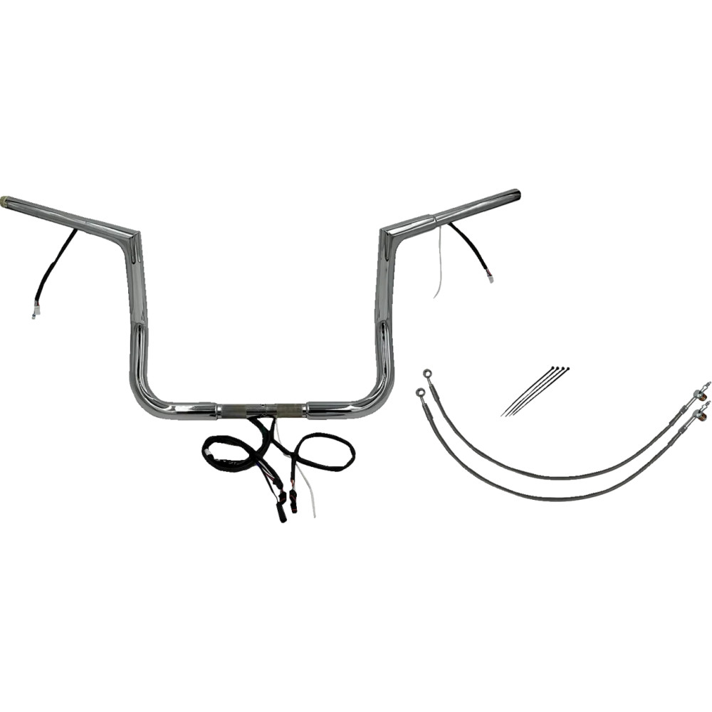 Kit de manillar plano superior EZ Install cableado 1-1/4" — 1-1/4" dia., 1" abrazadera, 12" altura, 36" ancho, Cromo
