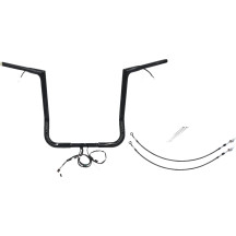 Kit de manillar Flat Top EZ Install con cableado 1-1/4" — 1-1/4" dia., abrazadera 1", anchura central 15-1/2", negro