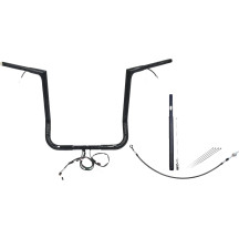 Kit de manillar plano EZ Install con cableado 1-1/4" — diámetro 1-1/4", altura 16", ancho central 15-1/2", Negro