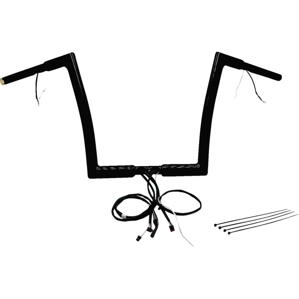Kit de manillar Flat Top EZ Install con cableado 1-1/4" — abrazadera 1-1/4", ancho 35", elevación 12", negro