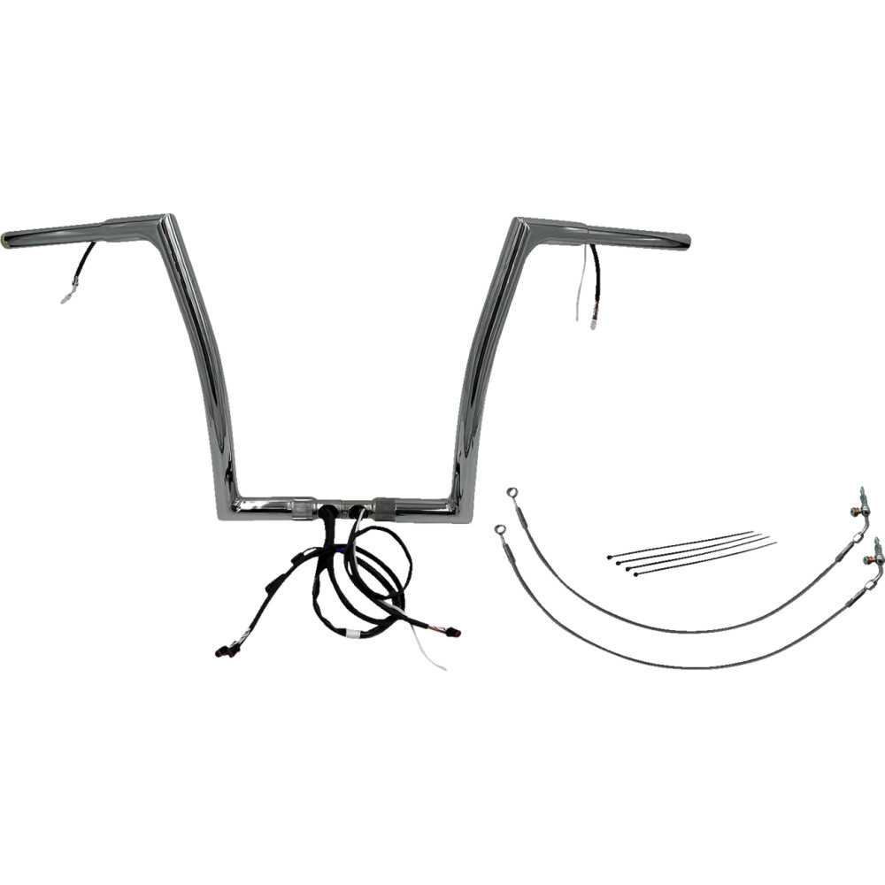Kit de manillar plano superior EZ Install Wired de 1-1/4\" — abrazadera 1-1/4\", elevación 14\", cromo