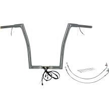 Kit de manillar EZ Install Wired Flat Top de 1-1/4" — abrazadera 1-1/4", ancho 35", alzada 16", Cromado