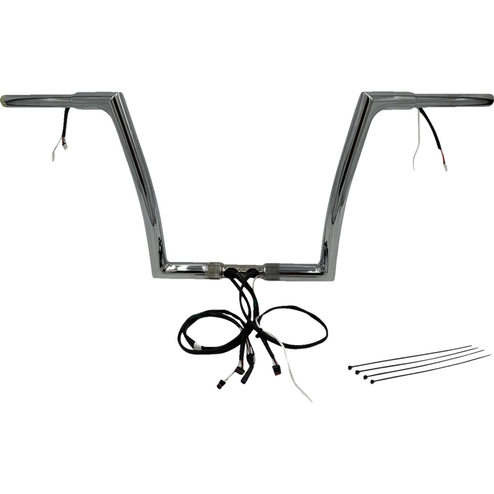 Kit de manillar Flat Top EZ Install con cableado de 1-1/4" — 12" elevación, 35" ancho, cromado
