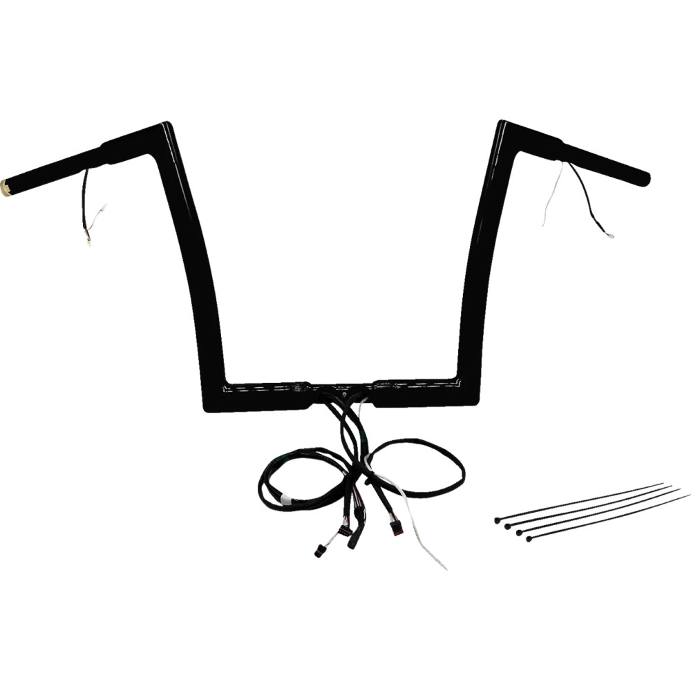 Kit de manillar plano EZ Install Wired 1-1/4" — abrazadera 1-1/4", elevación 12", ancho 35", Negro