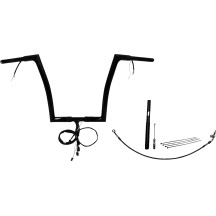Kit de manillar plano superior EZ Install Wired 1-1/4" — abrazadera 1-1/4", elevación 14", ancho 35", Negro