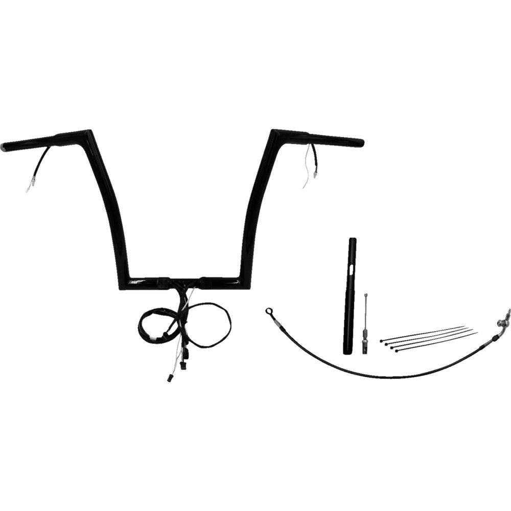 Kit de manillar plano superior EZ Install Wired 1-1/4" — abrazadera 1-1/4", elevación 14", ancho 35", Negro