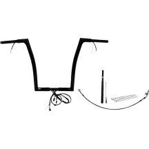 Kit de manillar plano EZ Install con cableado 1-1/4" — Abrazadera 1-1/4", tubo 1-1/4", ancho 35", subida 16", Negro