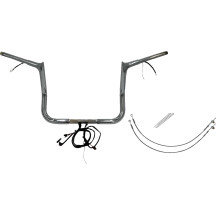 Kit de manillar EZ Install con cableado, punta apuntada 1-1/4" — diámetro 1-1/4", ancho central 15-1/2", elevación 12", cromado