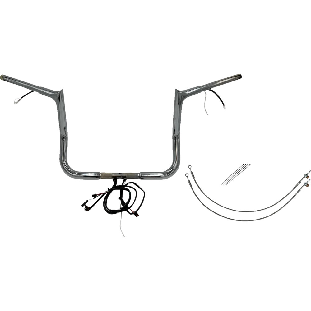 Kit de manillar EZ Install con cableado, punta apuntada 1-1/4" — diámetro 1-1/4", ancho central 15-1/2", elevación 12", cromado