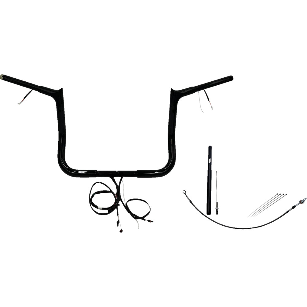 Kit de manillar EZ Install con cableado y punta de 1-1/4" — 12" de elevación, 15-1/2" ancho central, Negro