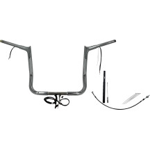 Kit de manillar EZ Install con cableado 1-1/4" punta puntiaguda — 1-1/4" dia., 14" elevación, 36" ancho, 1" abrazadera, Cromo